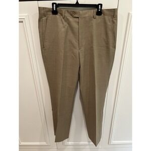 Santorelli Luxury Serge Romeo 100% Wool Dress Pants Men's Size 36x31 Tan Italy